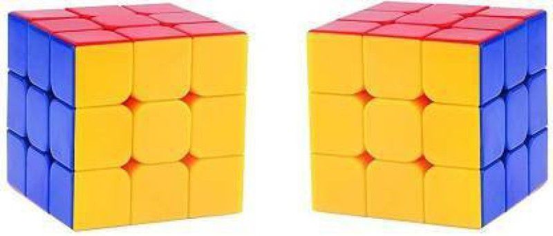 FineArts cube combo set of 2 rubix cube 3x3 rubic cube high speed stickerless magic puzzle rubick cube brainstorming game toy  (2 Pieces)