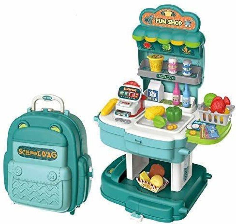 Goodmarts Super Shop Market Plat Set Toy for Kids with Backpack School Bag Shop Market Kid