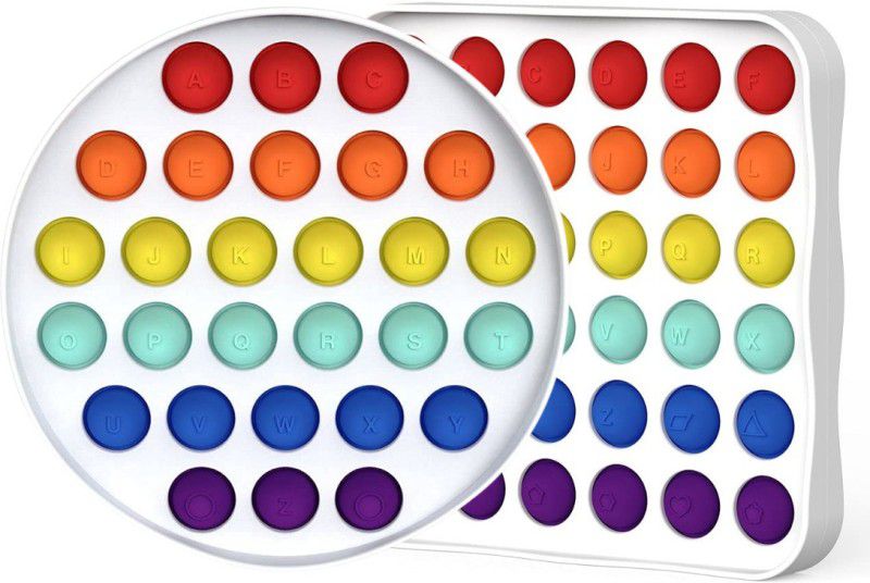 KARBD Square & Round Rainbow Push Pop It Silicone Bubble Fidget Sensory Toy  (Multicolor)