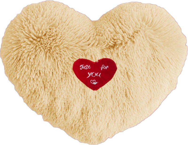 PICKKART Beige Heart Shape Stuffed Pillow for Valentine's Day - 37 cm  (Beige)