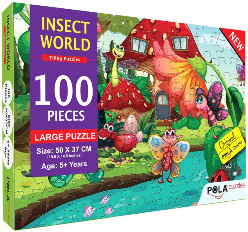 Pola Puzzles 100 Pieces Tiling Puzzles (Jigsaw Puzzles, Puzzles for Kids, Floor Puzzles), Puzzles for Kids Age 5 Years and Above. Size: 19.6 inch X 14.5 Inch (Insect World 100 & Dino Age 100)  (100 Pieces)