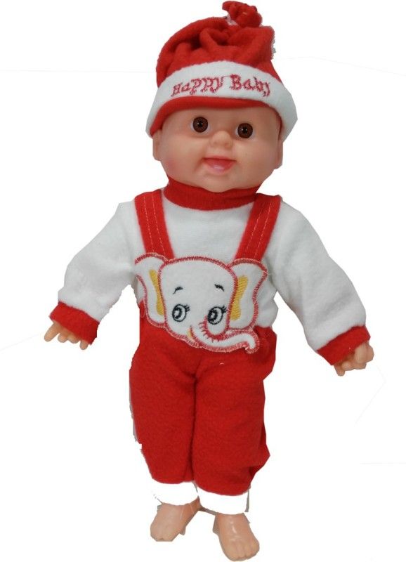HALO NATION Laughing Baby Stuffed Doll 34 CM Plush Soft Toys - Kids Best Friend (Red)  (Red)