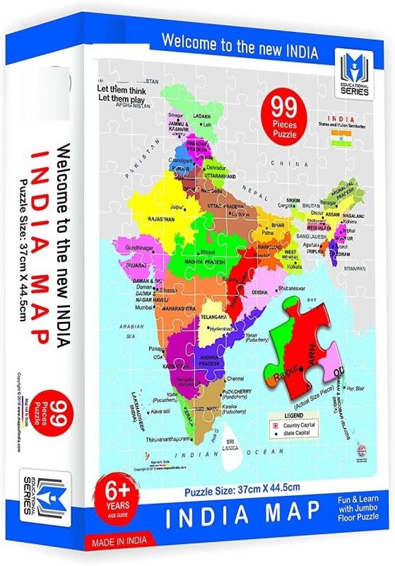 ARNIYAVALA Educational Jigsaw Puzzle Range for Kids. (India MAP)  (99 Pieces)