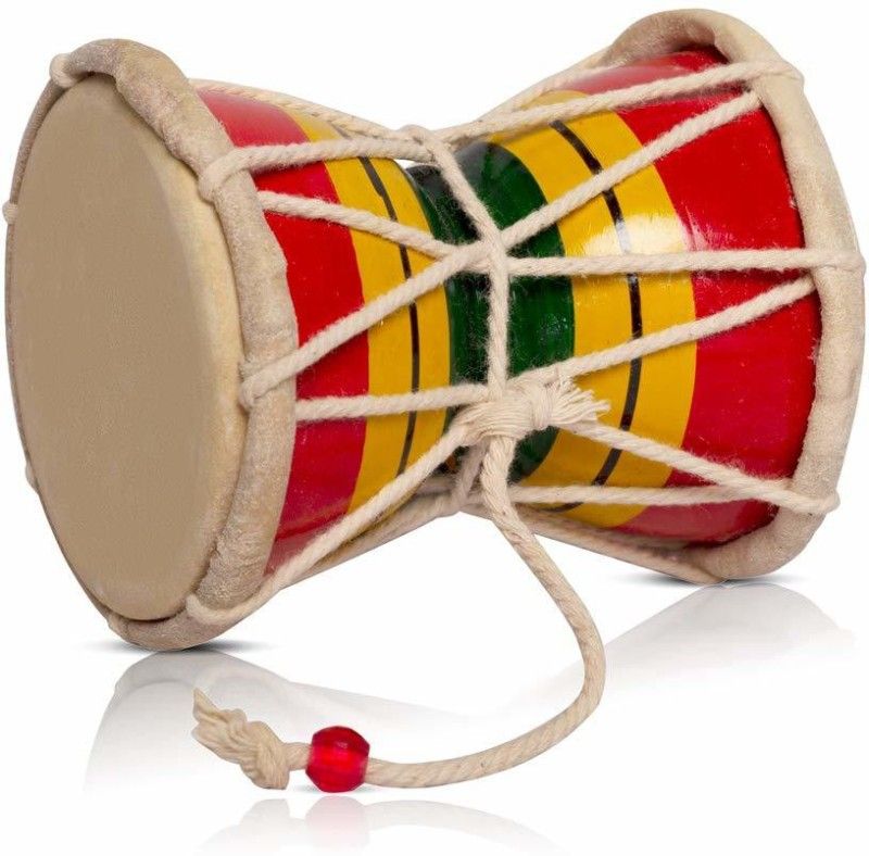 MIKEL ENTERPRISES Wooden & Leather Classical Indian Folk Dumroo Damroo Damaru Hand Drum  (Multicolor)