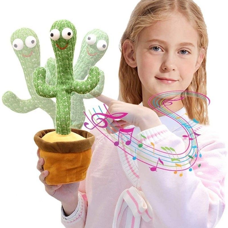 Galox Cactus Plush Toys, Electronic Dancing Cactus Gift For Kids, Songs Singing and Dancing, Repeat Your Words, Cactus Plush Holiday Decoration for Kids, Funny Early Childhood Education Toys,  (Green)