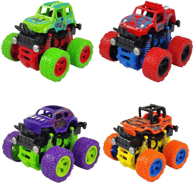Chigy Wooh 4 Pack 4WD Monster Truck Push and Go Toy Trucks Friction Powered Cars Toddlers  (Multicolor)