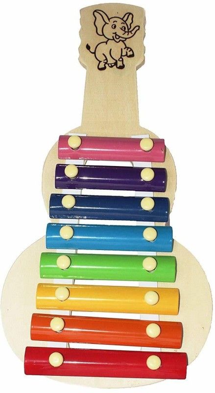 MIKEL ENTERPRISES Wooden Guitar Shaped Xylophone 8 Nodes Multicolor PACK OF 1  (Multicolor)