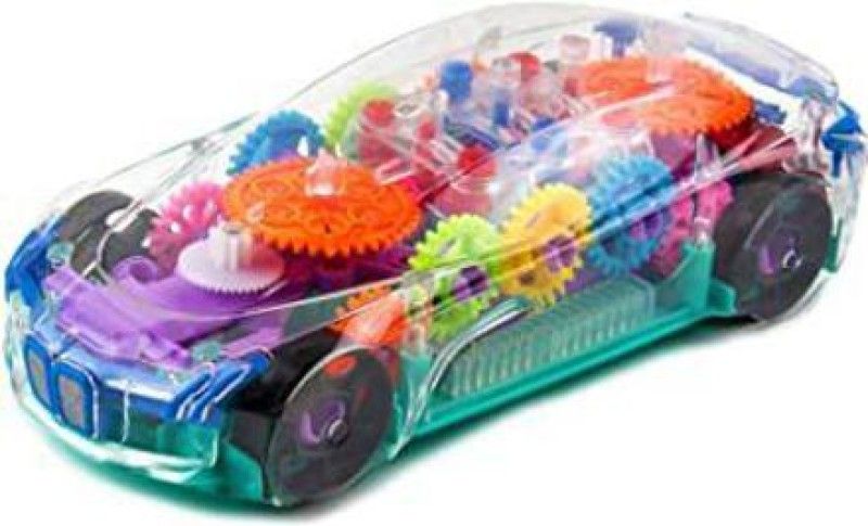 luzzo Concept Musical and 3D Lights Kids Transparent Car.Toy for 2 to 5 Year  (Multicolor)