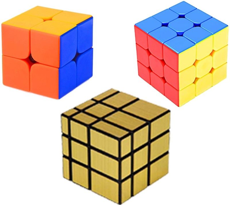 Vaniha Cube Combo Set of 2X2, 3X3, Gold Mirror High Speed Stickerless Magic Cube Puzzle  (3 Pieces)