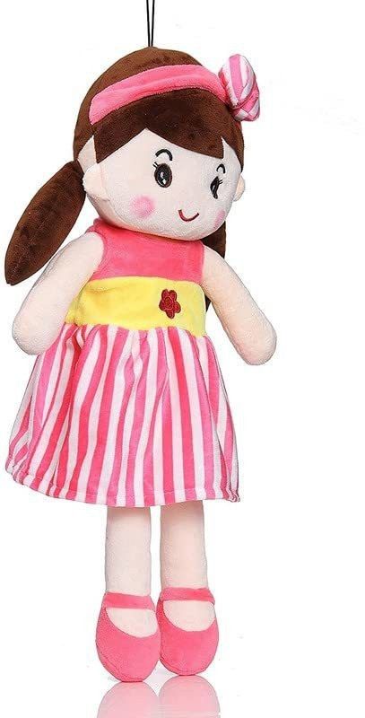 Crispy toys Super Soft Stuffed Girl Cute Doll Poly fill Washable Cuddly Soft Plush Toy 40 CM  (Pink)