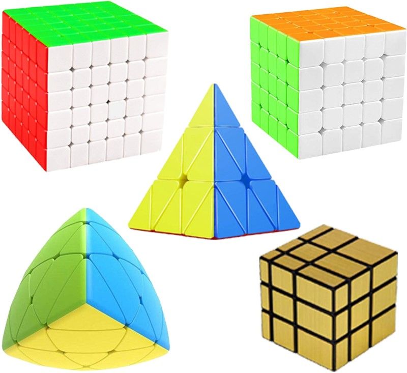 Vaniha Cube Combo Set of 5X5, 6X6, Gold Mirror, Pyraminx,Mastermorphix High Speed Cube  (5 Pieces)