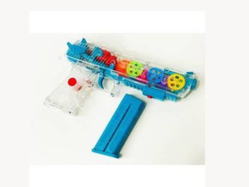 Zyka Online Services Musical Lighting Concept Transparent Gear Gun Toy For Kids With Batteries  (Multicolor)