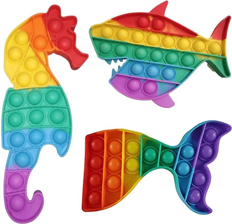 RAXBRAWNY Fidget Popper Toy, Pop It for Kids (Seahorse + Fish+ Cutfish)  (Multicolor)