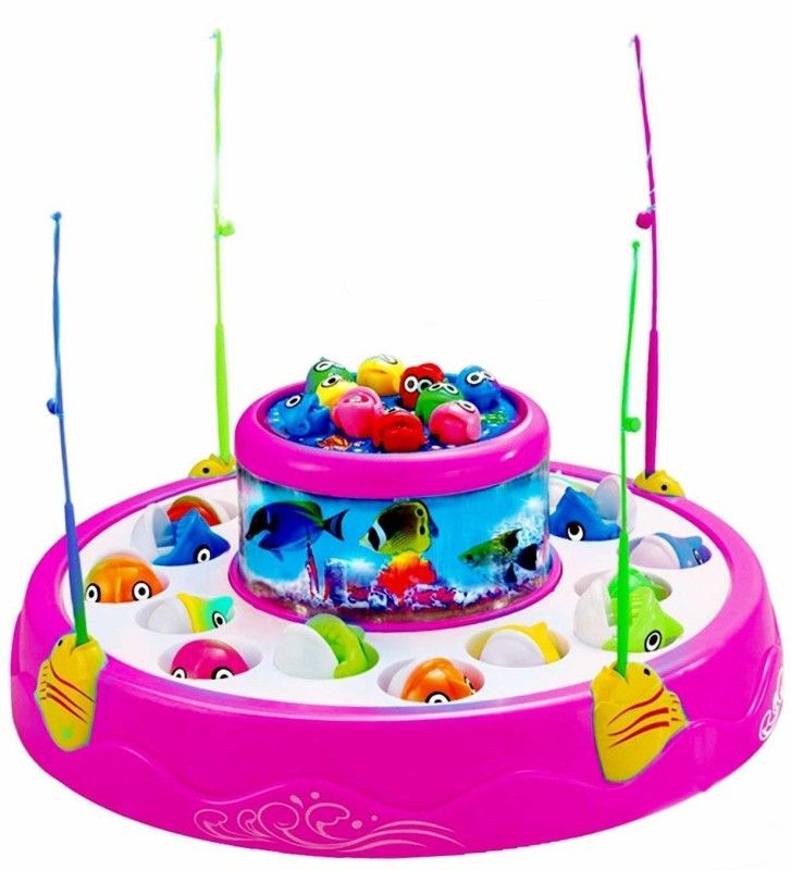 ToySurf ®Go Go Fishing Game With 26 Fishes, 2 Layer Fishing Pond & 4 Pods(Age 3+)  (Multicolor)