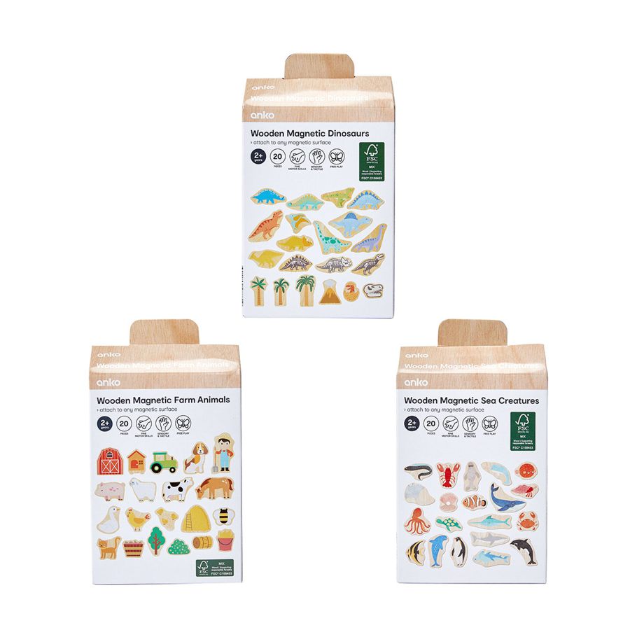 20 Piece Wooden Magnetic Animals Set - Assorted