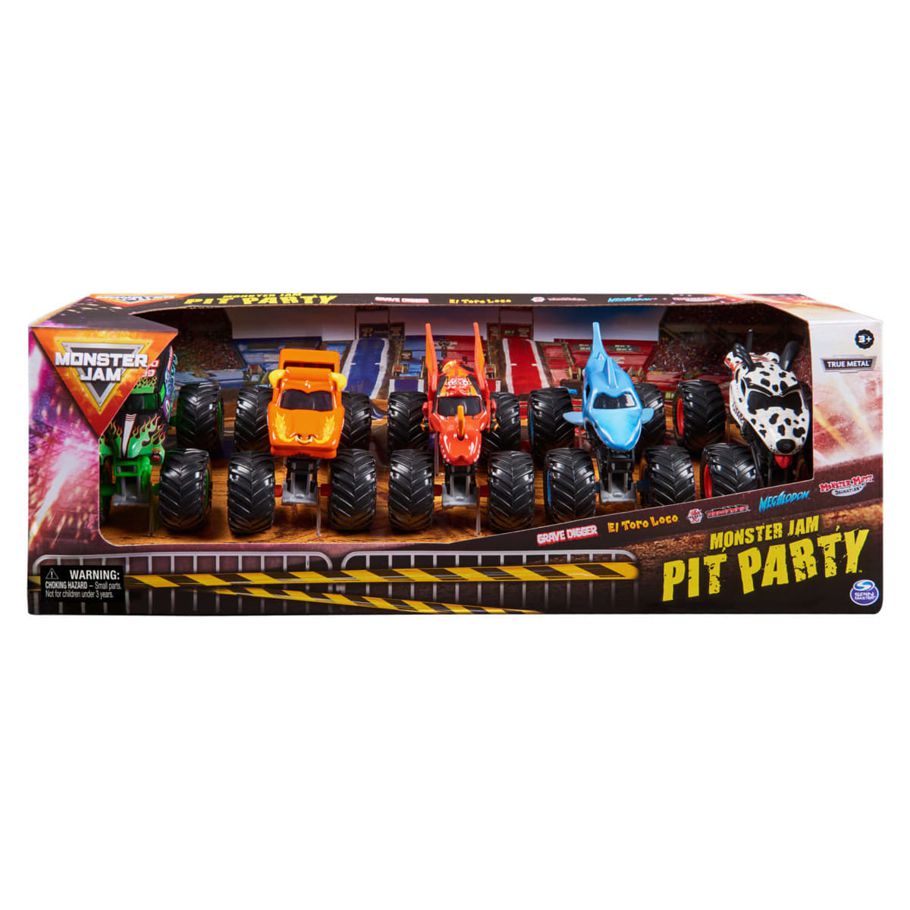 5 Pack Monster Jam Pit Party 1:64 Scale Truck Set