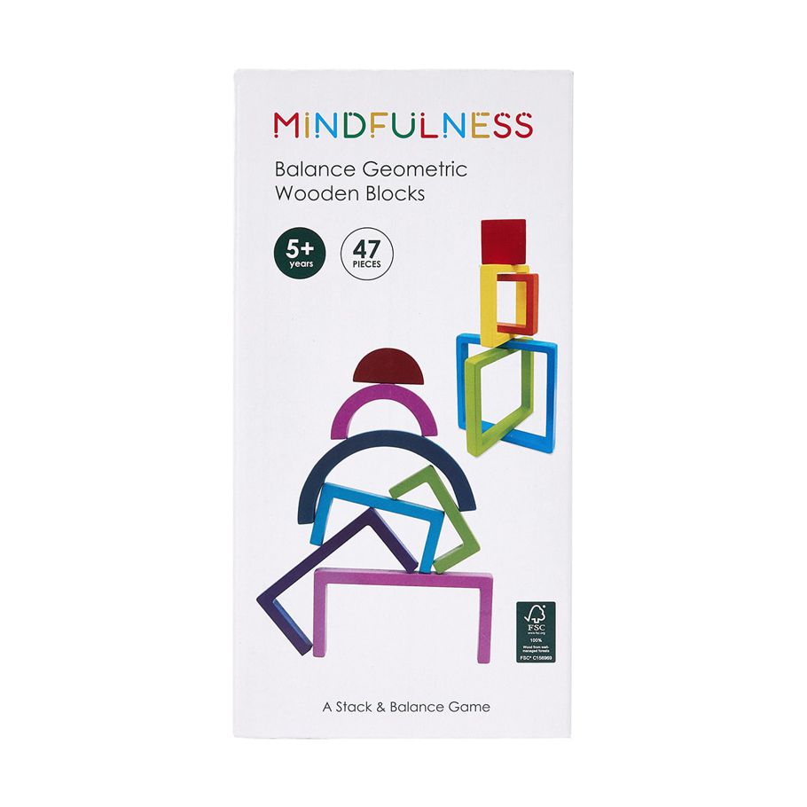 47 Piece Mindfulness Balance Geometric Wooden Blocks