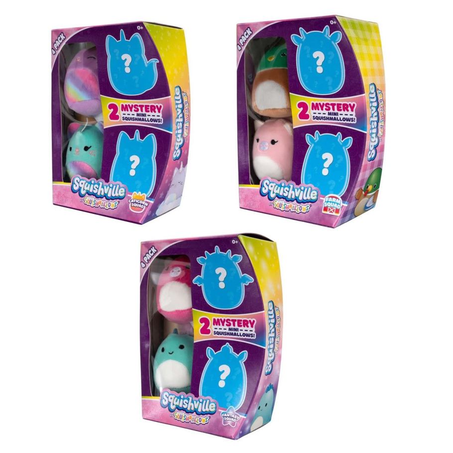 4 Pack Squishmallows Squishville Mini Toy - Assorted