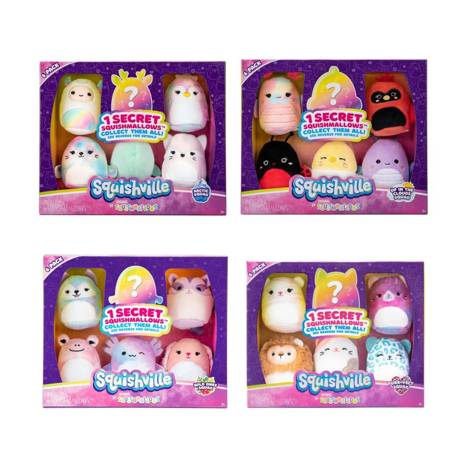 6 Pack Squishmallows Squishville Mini Toy - Assorted