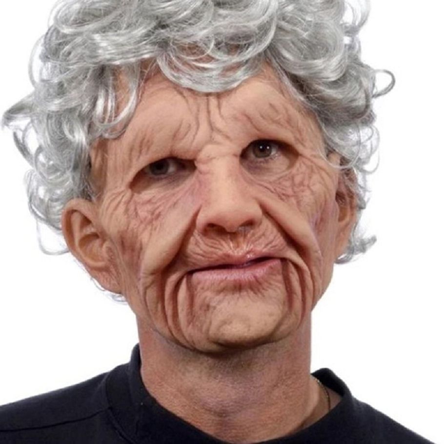 Old Man Mask Moving Mouth Headgear for Halloween Party Performance Prop
