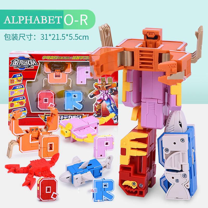 26 letter A-Z Alphabet  Dinosaur Warrior Deformation Action Figures Transformation Robot Toys For Children Gift Brinquedos