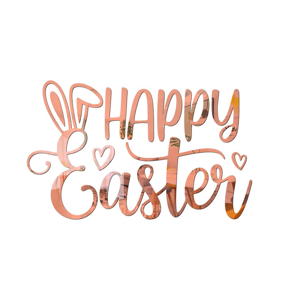 Easter Wall Decal Three-dimensional Happy Easter Letter Wallrror Art Sticker