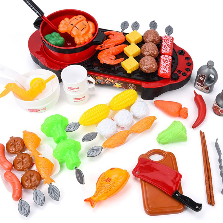 69Pcs Children's Simulation Barbecue Toys Miniature Food Plays Children's Kitchen Toys