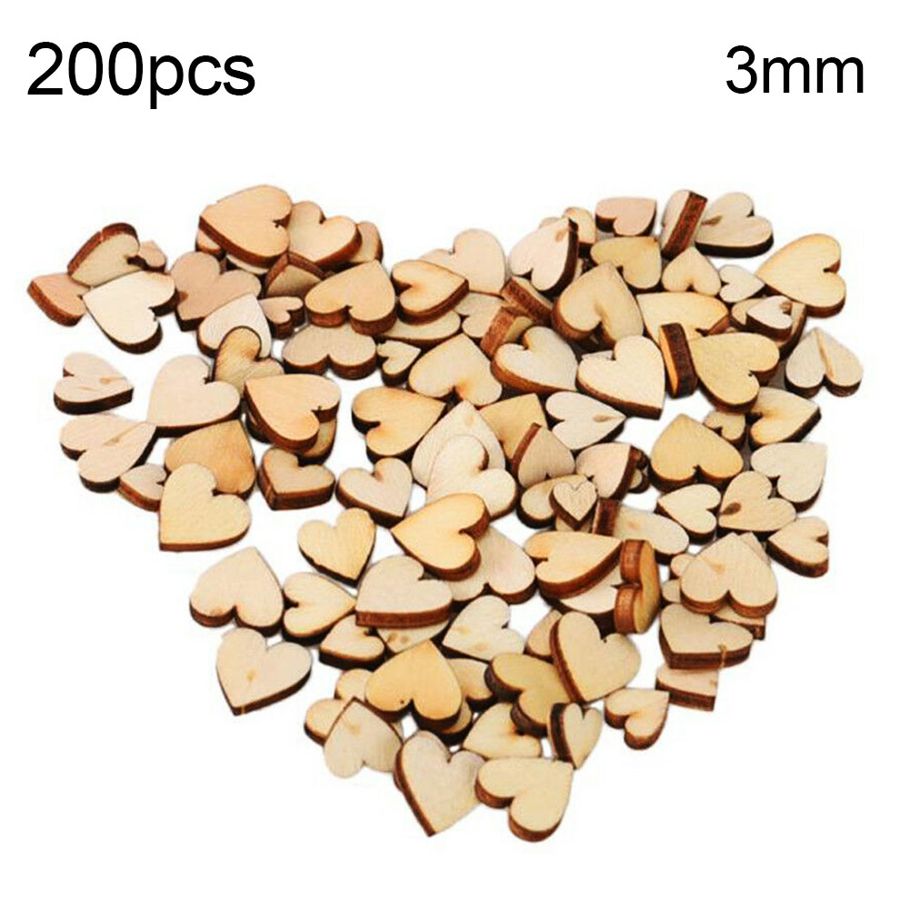 200Pcs 6/8/10/12mmxed Rustic Wooden Love Heart Buttons Craft Wedding Decor