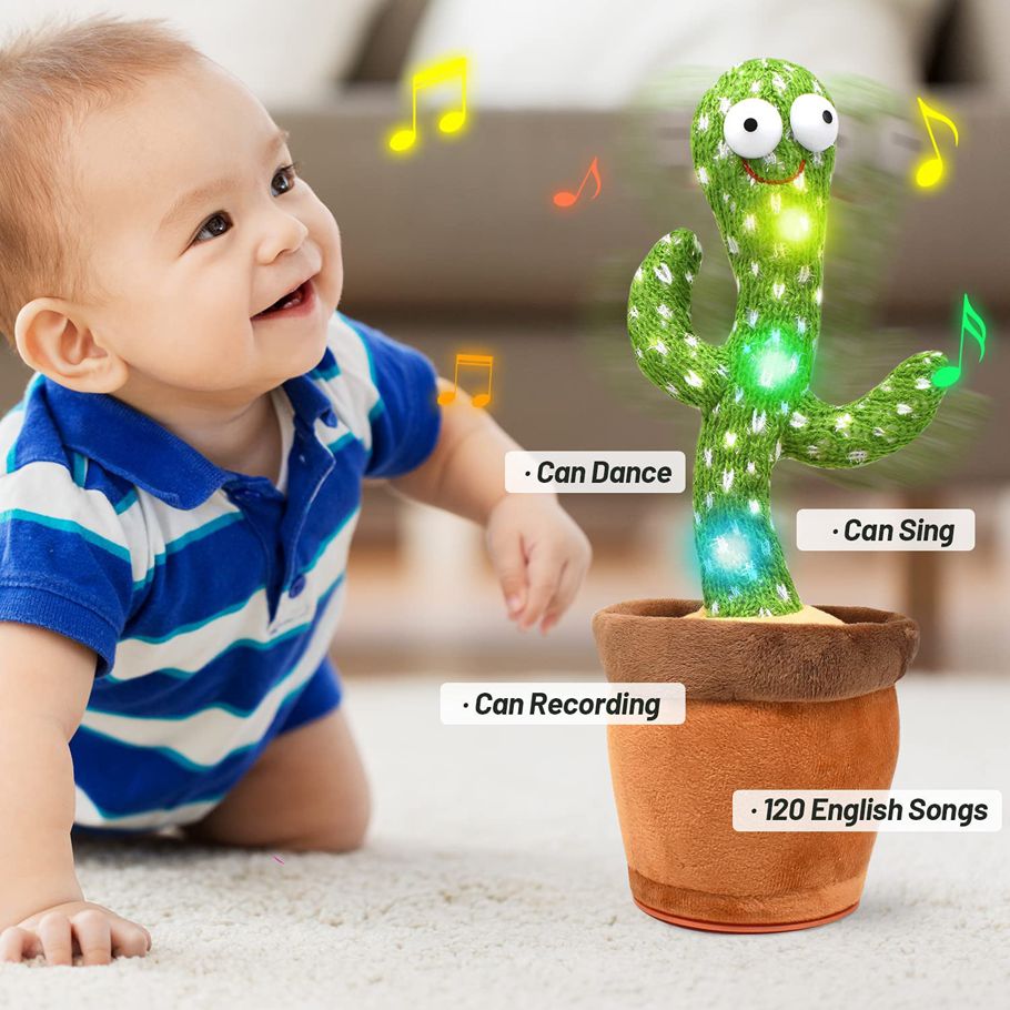 Cactus Plush Funny Electronic Shaking Cactus Singing Dancing Cactus Twisting Cactus Cute Plush Toy Education Toy Plush Toy with 120 Songs for Home Decoration and Children Playing Birthday Gift Kids Toy