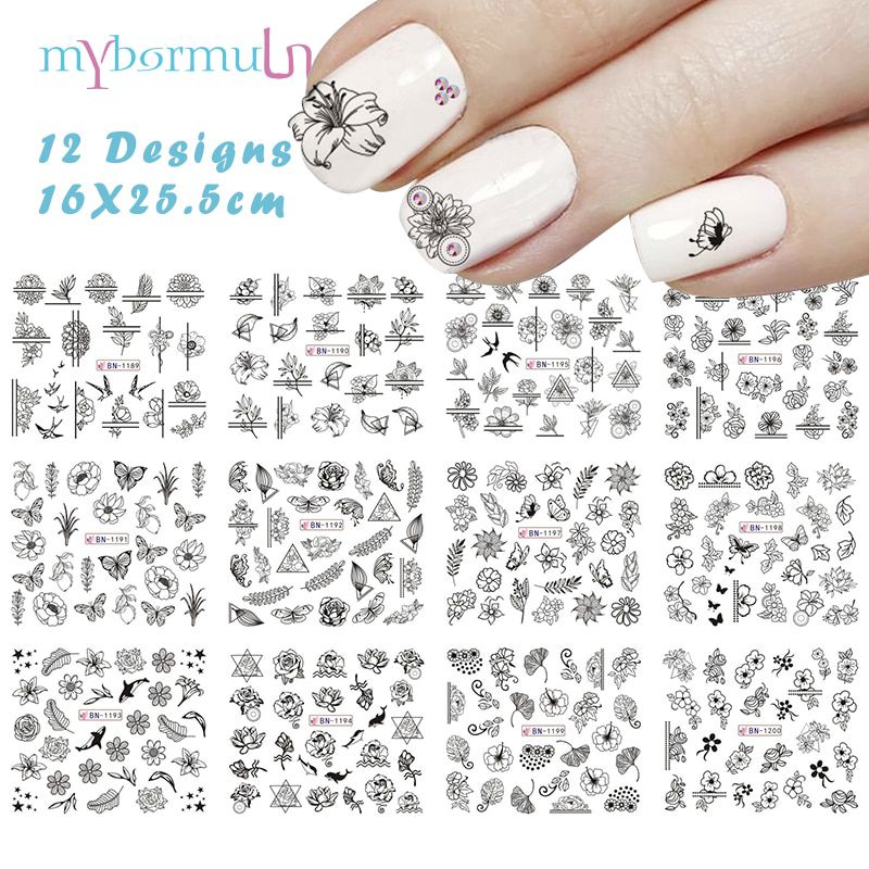 2021  Geometric Letter nail sticker Water Slider Russian winter decal Christmas  year gift nail slider temporary tattos