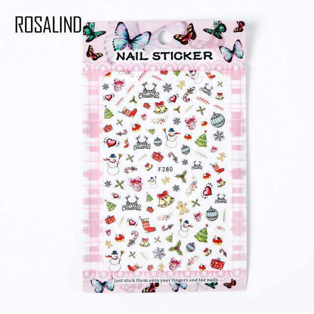 ROSALIND 1PCS Nail Art Design Sticker  Water Decal With Colorful Pattern For Gel Polish Decoration Sliders For Nail Manicure
