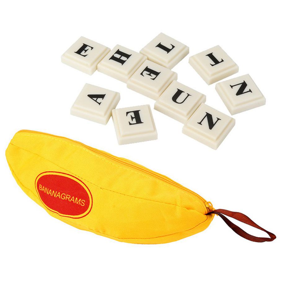 Bananagrams Word Game Puzzle Kids Party Fun Toy Case Activity Letter Pouch spelling words banana chess