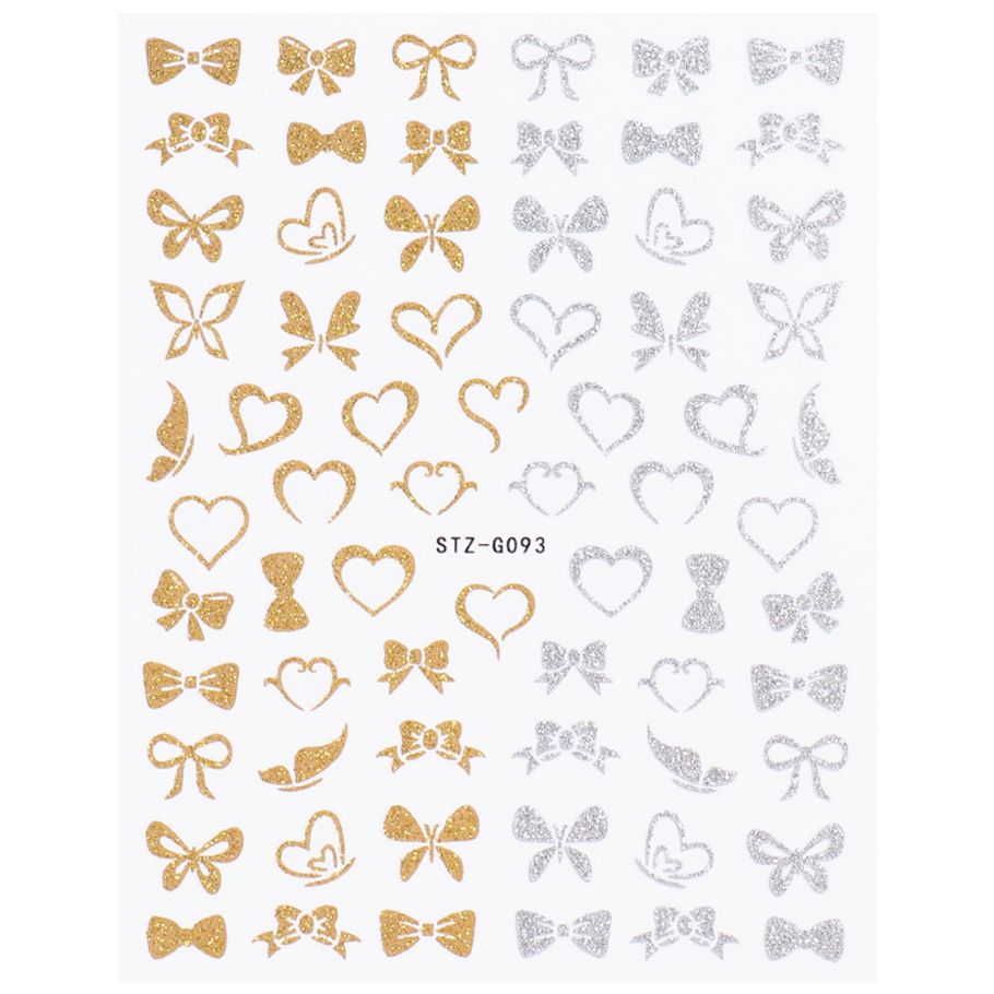 Gold Silver Glitter Star 3D Decals Nail Art Sticker Butterfly Rose Valentine Slider Polish Accessories Manicure LYSTZG084-103
