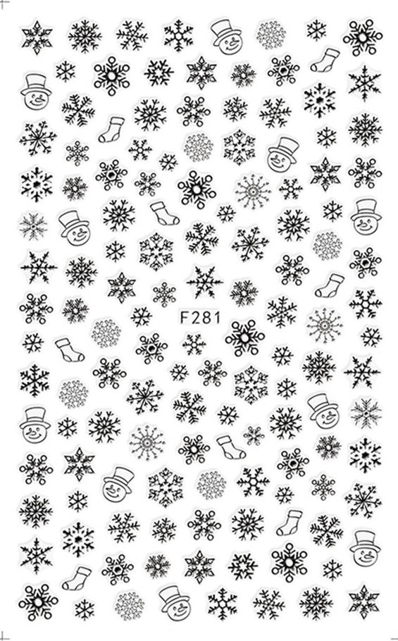 Arrive self-adhesive Christmas nail sticker decals for nail art decorations snowflake manicure fake nails accessories tool F