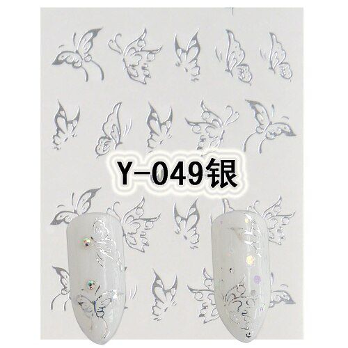 1 Sheet Gold Silver Nail Sticker Cat Flower Jewelry Butterfly Water Transfer Sticker Manicure DIY Nail Art Decorations Tips TRY