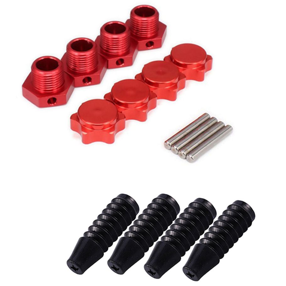 4x for HSP 1/8 Spare Parts Tires Adapter Wheel Nut & 4Pcs Absorber Shock Damper Dust Cover