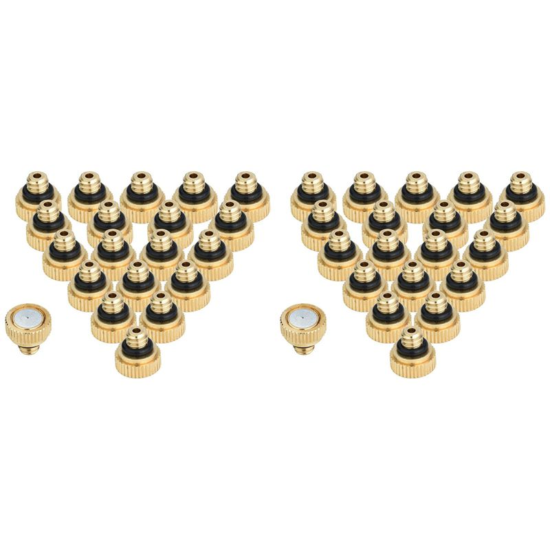40Pcs Brass Misting Nozzles for Cooling System 0.012 Inch(0.3 mm) Water Spray Nozzle Sprinklers Misting Cooling