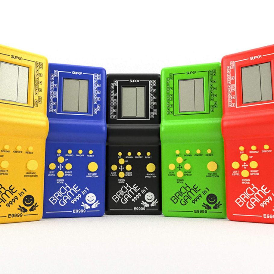 2PCS Vintage Brick Game Tetris Handheld Pocket Toy 9999-in 1 -Random Color