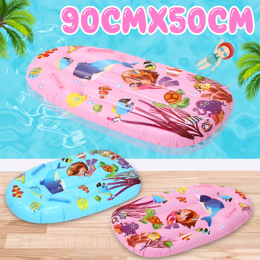 Amusing 90x50cm Children Water Floats with Armrests Inflatable Floating Board Kids Surf Board