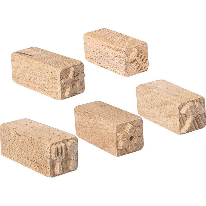 Portable Wooden Clay Pottery Stamps Clay Modeling Tools Pottery Print Blocks for Hobbyist and Beginners DIY Decoration
