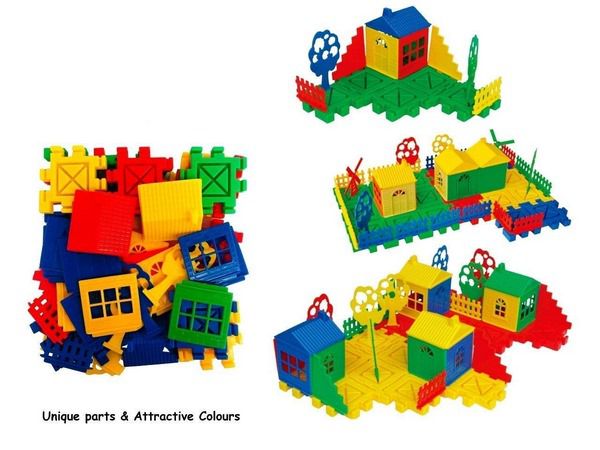 Block House Building Blocks in Multiple Colors with Smooth Round Edge - Building Blocks for Kids - Block Games for Girls and Boys 4 Years Old