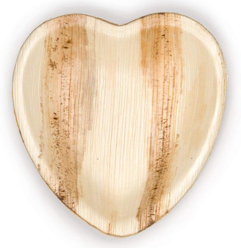 ECONUS Areca Leaf Plate 4 INCH Heart Shaped (Pack of 25) Areca Palm Leaf Plate for Party and Function Biodegradable and Ecofriendly Half Plate  (Pack of 25, Microwave Safe)