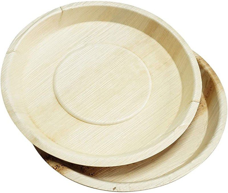 AGRI CLUB Areca Leaves 12"inch Round Disposal Plates,Set Of 25 Dinner Plate  (Microwave Safe)