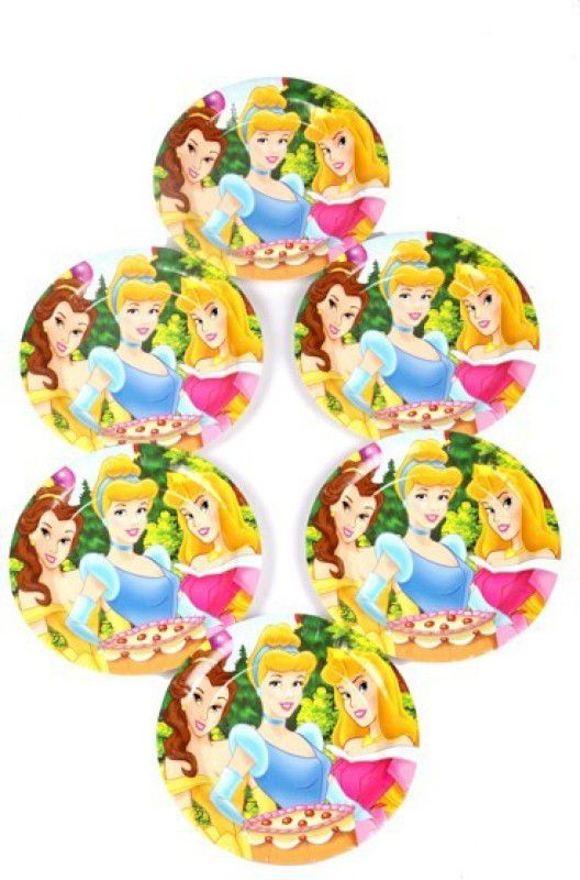 FUNCART Three Princess Half Plate  (Pack of 6)