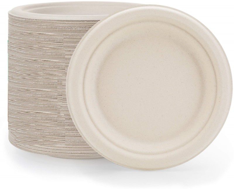 DEERA Eco-Friendly Disposable Bagasse Plates-9 Inch Dinner Plate  (Pack of 25)