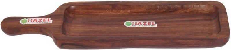 HAZEL Serving Plate , Starter Plate, Cricket Bat Shape, Brown Tray