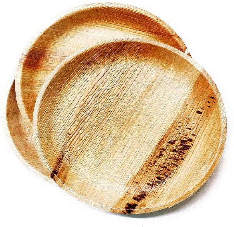 AGRI CLUB Areca Leaves 10"inch Round Plates Set Of 25 Dinner Plate  (Pack of 25, Microwave Safe)