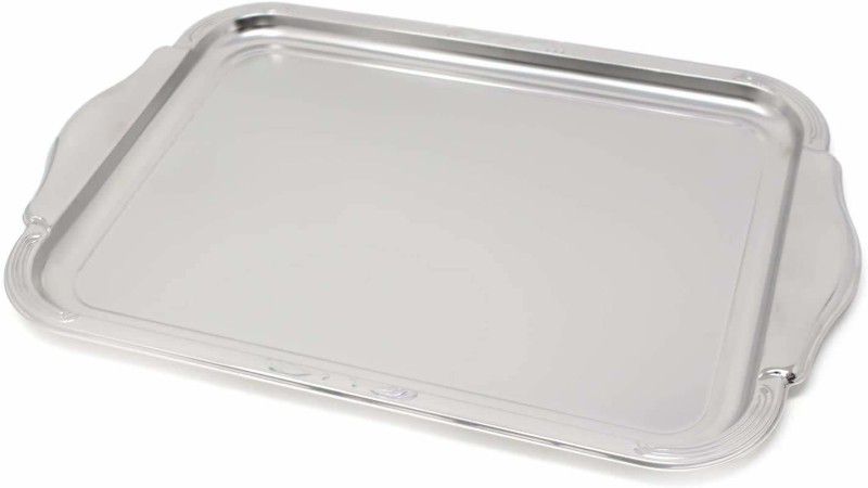damurhu Stainless Steel High Grade Stainless Steel Coffee/Tea Tray, Silver Size-1.2 Set of-2 Tray  (Pack of 2, Microwave Safe)