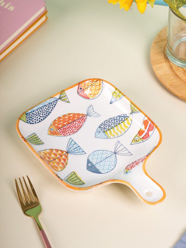 MARKET 99 Multicolor Round Ceramic Serveware Plates Butter Dish  (Microwave Safe)