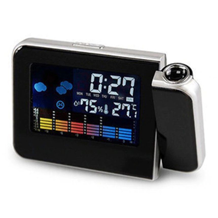 TE LED Color Screen Weather Forecast Projection Alarm Clock Electronic Clock Perpetual Calendar Weather Station